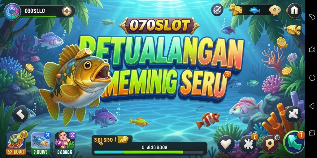 Screenshot 070SLOT menunjukkan pemain menangkap ikan besar dan bersenang-senang.