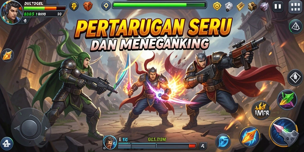 Screenshot menampilkan aksi pertarungan DULTOGEL yang seru.