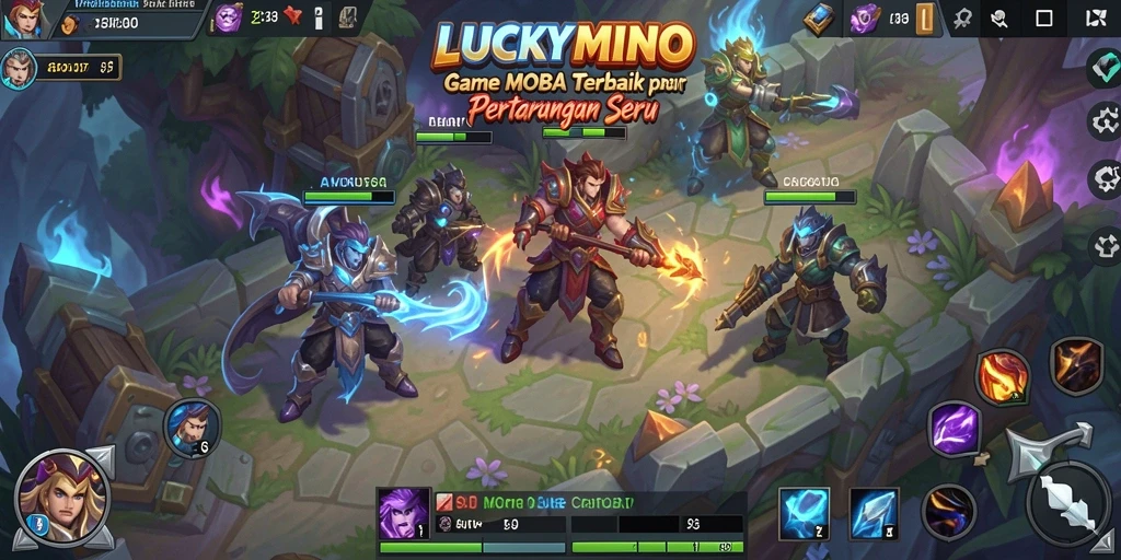Tampilan gameplay seru dalam LUCKYMINO dengan pertempuran tim yang dinamis.