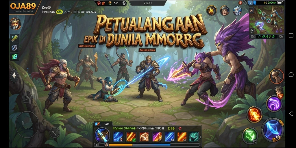 Screenshot gameplay OJA89 menampilkan pertarungan epik di dunia MMORPG.