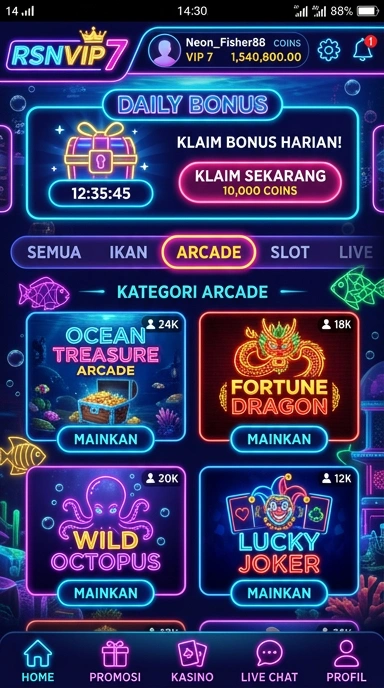 Screenshot aplikasi rsnvip7 yang menampilkan daftar kategori aplikasi.